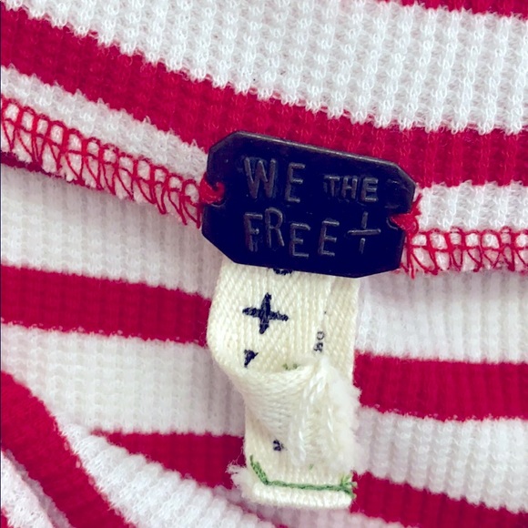 Free People Red and White Striped Hi Low Top - Picture 3 of 5